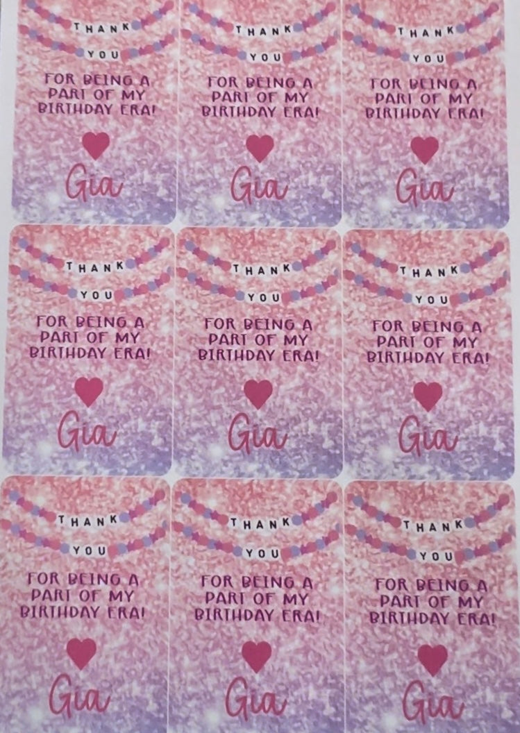 T. Swift Inspired Thank You Tag Stickers