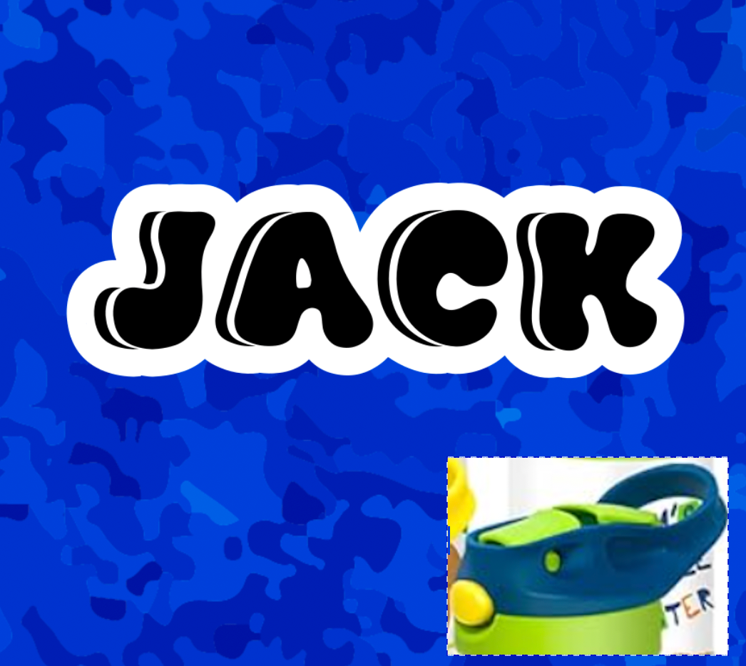 Blue with Blue and Green Lid (Thick font)